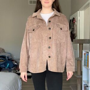 Oversized CI Sono light brown corduroy button down shacket / jacket